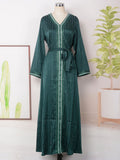 MT065 Middle East Women's Arabian Clothing Hot Diamond New V-neck Robe   Hot Trade Temperament Dress