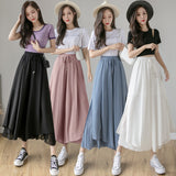 greatnfb In Stock  Summer New Pleated Chiffon Wide-Leg Pants Fashion High Waist Drooping Elegant Cropped Culottes for Women