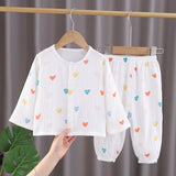 GREATNFB Children's  New Gauze Double-Layer Pajamas Breathable Thin Suit Long-Sleeved Air Conditioning Room Clothing Boys' Baby Homewear