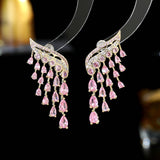 2025 S925 Silver Needle Premium Earrings Wholesale Light Luxury Design Earrings Water Drop Zircon Tassel Wing Earrings