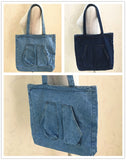 New Denim One-Shoulder Canvas Bag Ins Large Shopping Bag Mother Bag Artistic College Students Schoolbag Tuition Bag