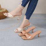 Patent Leather High Heel Slippers Women's Summer  New Fairy Style Square Toe Stiletto Heel Outer Wear plus Size Women's Slippers