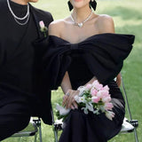 2025 Photo studio photo theme clothing  high-end black tube top light wedding dress  new dress fishtail dress spring
