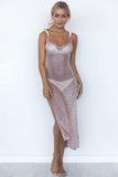 GREATNFB 2025 Beach blouse  New knitted suspender halter side split swimsuit slim-fit blouse