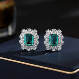 2025 S925 silver needle light luxury high-end earrings trendy micro-inlaid super flash zircon niche temperament geometric simple flower stud earrings