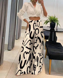 greatnfb S1019 Cross-Border   New HOTan and NEWn Women's Clothing  Autumn Best-Selling Women's Printed Wear Wide-Leg Pants