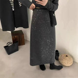2025 Spot winter new design sense high waist skirt women's fashion temperament thin sequins hip-wrapped versatile long skirt women