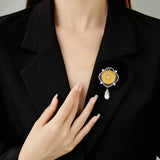 2025 Vintage court style cheongsam dress accessories corsage fixed pin silk scarf buckle pearl water drop hollow pattern brooch