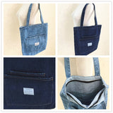 New Denim One-Shoulder Canvas Bag Ins Large Shopping Bag Mother Bag Artistic College Students Schoolbag Tuition Bag