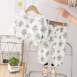 GREATNFB Children's  New Gauze Double-Layer Pajamas Breathable Thin Suit Long-Sleeved Air Conditioning Room Clothing Boys' Baby Homewear