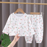 GREATNFB Children's  New Gauze Double-Layer Pajamas Breathable Thin Suit Long-Sleeved Air Conditioning Room Clothing Boys' Baby Homewear