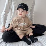 GREATNFB Summer Korean Style Clothes for Babies Boys' Cotton Short-Sleeved Baby Cute Sweatshirt Two-Piece Suit Thin Split Summer Clothes