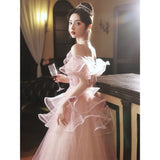 Evening Dress  New Style Pink Women's Light Luxury Minority High-End Adult Ceremony Dress Art Exam Super Fairy Princess Dress