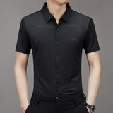 GREATNFB Summer New TikTok Same Style Men's Short-Sleeved Shirt Business Seamless Shirt