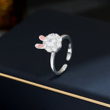 2025 Niche design, high-end sense, natal year ring, earrings, jewelry set, sweet and fresh temperament, rotating rabbit stud earrings.