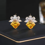 2025 S925 silver needle earrings, simple and versatile temperament earrings, self-sold by the manufacturer, super flash square zircon stud earrings.