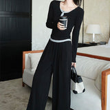 GREATNFB 2025 AC595 fake two-piece double-layer splicing shirt popular new autumn and winter fashion long-sleeved bottoming shirt casual pants set