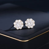 2025 S925 silver needle temperament earrings wholesale spring and summer new niche high-end round zircon daily flower simple ear