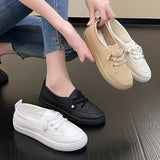 New Flat White Shoes Women's Front Lace-up Sneaker White Sneakers Flat Sneakers Women's Slip-on Pumps