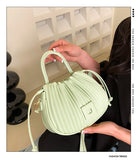 GREATNFB Advanced Texture Small Bag Women's New Niche Messenger Bag Popular Women's Portable Pleated Bucket Bag  Spring