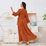 MT101 Middle East Popular trade Muslim robe women's long dress temperament new bronzing side waist rope slim dress