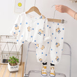 GREATNFB Children's  New Gauze Double-Layer Pajamas Breathable Thin Suit Long-Sleeved Air Conditioning Room Clothing Boys' Baby Homewear