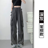 greatnfb NEWn Workwear Casual Pants Women's Summer  New High Waist Loose Wide Leg Pants Straight-Leg Pants Sports Trousers