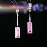 2025 elegance temperament light luxury designer Korean version celebrity simple long geometric rectangular fringed earrings