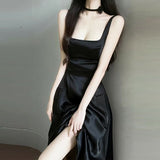 2025 Engagement birthday party dress dress high-end light luxury niche Hepburn style long black suspender dress women