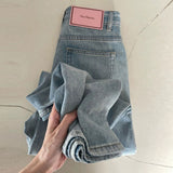 greatnfb High Street Net Pink Standard Jeans Women's Small Pear-Shaped Casual Wide-Legged Versatile High Waist Straight-Leg Pants Mop Pants