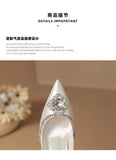 greatnfb Guanghe Bright High-Grade  Beauty Wedding Reception Shoes Wedding Shoes Women's Bridal Shoes White Rhinestone High-Heeled Wedding Dress Single