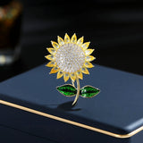 2025 High-end clothing wholesale flower silk scarf buckle jacket accessories micro-inlay craft zircon inlay light luxury sunflower brooch