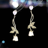 2025 S925 silver needle sweet super fairy temperament earrings trendy fresh fairy style niche design sense vine rose earrings