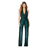 women's clothing INS style new halter jumpsuit   neck sequined 2025 jumpsuit women