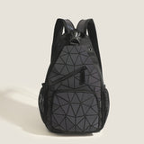2025 Men's and women's new double shoulder messenger bags, fashionable versatile fanny packs, laser geometric diamond breast bags, outdoor reflective small backpacks