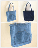 New Denim One-Shoulder Canvas Bag Ins Large Shopping Bag Mother Bag Artistic College Students Schoolbag Tuition Bag