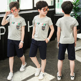 GREATNFB New Children's Boys' Suit Short-Sleeved Children Teens Babies Summer Sports Two-Piece Children's Clothing One Piece Dropshipping