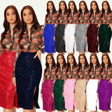 GREATNFB INS 2025  women's clothing  skirt  summer models, slim split sequined skirt women's wholesale