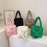 GREATNFB 2025  tote bag  autumn and winter underarm plaid soft puff cotton-filled pillow bag versatile single shoulder women's handbag
