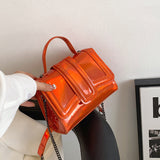 GREATNFB 2025 Classic versatile  women's bags, new patent leather small square bags, textured chain women's single shoulder oblique span bags
