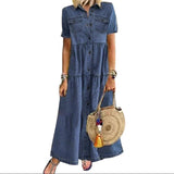 GREATNFB Cross-Border European and American AliExpress Outon Independent Station Denim Style Long Multi-Buckle Distressed Dress