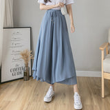 greatnfb In Stock  Summer New Pleated Chiffon Wide-Leg Pants Fashion High Waist Drooping Elegant Cropped Culottes for Women