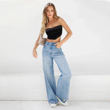 greatnfb HOTan and NEWn  High Waist Loose Wide Legs Women's Jeans  Mopping Jeans New One Piece Dropshipping