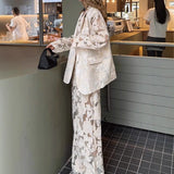 Spring clothes are matched with a complete set of cold wind, high-end sense, light luxury, apricot hollow lace suit, vest three-piece suit for women