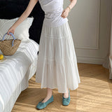 2025 Spot white medium and long skirt women's  spring and summer new lace high waist thin word cake skirt long skirt