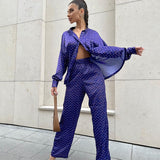 GREATNFB 2025 popular   imitation silk printing long-sleeved trousers set autumn thin hot-selling loungewear women's New