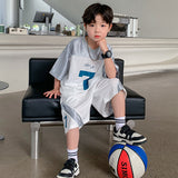 GREATNFB Children's Basketball Wear Boys' Summer Short Sleeve Suit Quick-Drying  New Medium and Big Children's Summer Sportswear Handsome Fashion