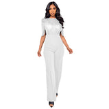 Popular trade casual women's clothing crew neck waist jumpsuit  Wish high waist sequined jumpsuit wholesale