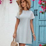 GREATNFB  European and American Foreign Trade Women's Clothing Solid Color Casual Dress  New Elegant  Short Sleeve Knitted Skirt