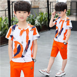 GREATNFB New Children's Boys' Suit Short-Sleeved Children Teens Babies Summer Sports Two-Piece Children's Clothing One Piece Dropshipping